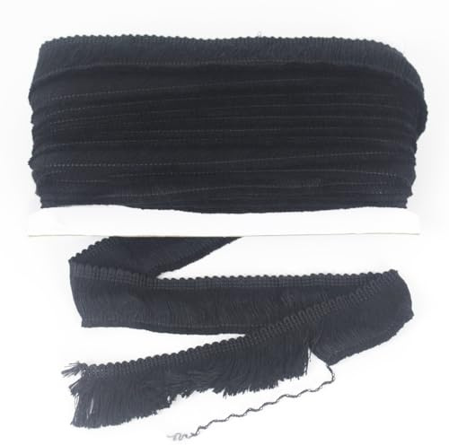 Fransenborte aus Baumwolle, zum Nähen, Quilten, Kleidung, Accessoires, Lampenschirm, Vorhang, Heimdekoration, 9,1 m, 30 mm, Schwarz