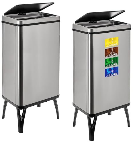 WELL HOME MOBILIARIO & DECORACIÓN 2 poubelles intelligentes de 50 l c/u, hauteur : 83,5 (x 35,5 x 26), gris avec étiquettes magnétiques