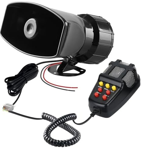 12V 7 Ton Auto Sirene, Fahrzeug Horn 100W für Alarmrufe, Geeignet für Alle 12V Fahrzeuge, LKW, Züge, Boote, Autos, Vans, 2.4A ABS, Kaliber 158*85 Mm, Schwarz