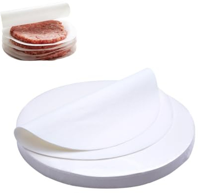 JAMAKALA 500Pcs Round Burger Paper Sheets,10cm Round Greaseproof Non Stick Burger Paper,Burger Press Wax Discs Papers Food-Grade Hamburger Patty Papers for Meat Beef Cookies Cake Bakin
