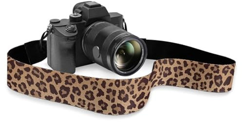 Pzuqiu Sangle d'épaule réglable avec libération rapide pour tous les appareils photo DSLR/SLR Sangle antidérapante, léopard, taille unique
