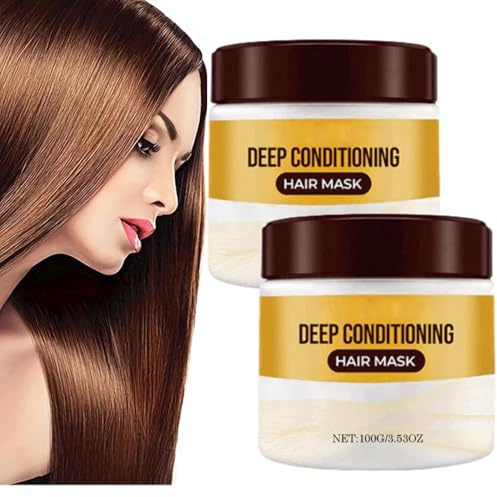Luxurious Deep Conditioning Hair Mask, Deep Conditioning Hair Mask, Deep Repair Conditioning Keratin haarmaske, Arganöl Haare Kollagen Haarmaske, für Trocken Beschädigte Haare, Geschädigtes Haar (2PC)