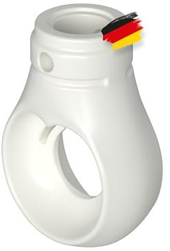 BAUHELD® Markisenöse Kunststoff [Made in Germany] - Halterung für Markisen-Kurbel mit Kugel-Haken [Rund] - Kurbel-Öse in Verkehrsweiß - RAL9016 - Bohrung 12mm - Querbohrung 4,1mm - Höhe 52,5mm