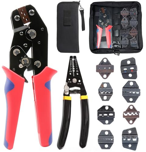 shengbowi Draht Crimpwerkzeug mit Ratschendraht Crimpzange Stück Austauschbare Matrizen für Isolierte und nicht Steckverbinder Klemmen Wechselbacken Kabelschuhe Krimperzange Aderendhülsenzange