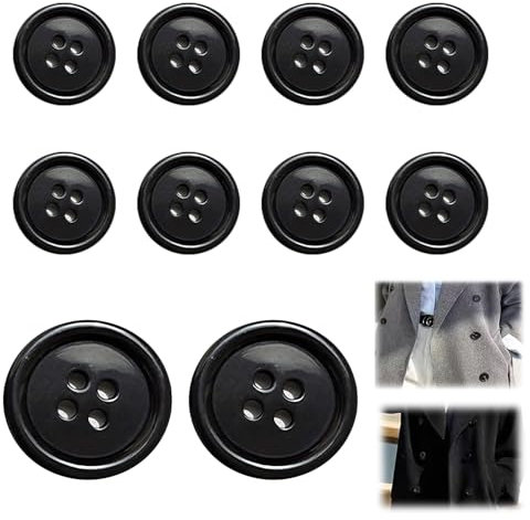 10 Stück Knöpfe Groß,Buttons Knopf,Knöpfe,Große Knöpfe 25mm,Schwarz Runde Hemdknöpfe,Knopfkopf,für Nähknöpfe Kleider Nähen DIY Handwerk Deko,Jacke Hemd Mantel Pulloverknopf,Handgefertigtes Zubehör