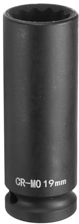 sourcing map 12-Point Deep Impact Socket 1/2 Inch Drive 19mm Metric Chrome Molybdenum Alloy Steel Spindle Axle Nut Impact Socket