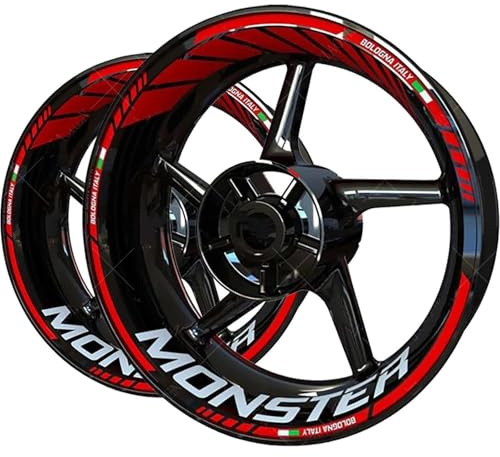 TYSMYXGS Aufkleber Für Motorradfelgen, Felgenaufkleber Für Ducati Monster, Felgenaufkleber, Felgenstreifenaufkleber, Aufkleberzubehör Komplettes Set mit Felgenaufklebern(Farbe 1)