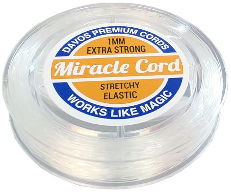 Miracle Cord 1mm Professional Stretchy Elastic String for Bracelets Beads Jewellery Making Necklaces Extra Strong Thin Thread Crystal Clear (27 metres)