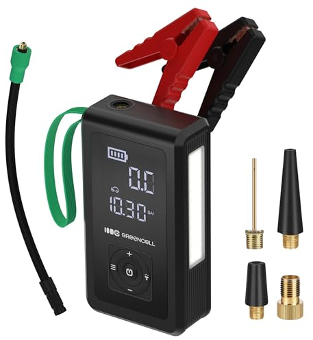 Greencell PowerBoost Air / Jump Starter / Car Power Bank with Compressor 8000mAh 1000A Starter Device