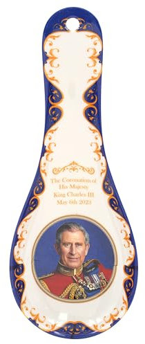 The Leonardo Collection Royal Heritage HM King Charles III Spoon Rest | Durable Spoon Rest Kitchen for Spoons | Tea Spoon Holder for Kicthen & Home | Ideal Utensils Holder & Teaspoon Rest for Gift