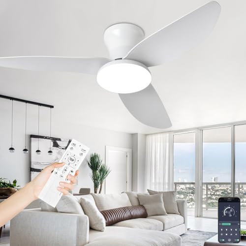 Lustre Ventilateur De Plafonnier Avec Lumiere Design, 100cm Luminaire Ventilateur Plafonnier Silencieux Avec Telecommande, DC Réversible 6 Vitesses, Moderne Ventilo Plafond Lampe Pour Salon Chambre