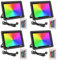 Fosingut RGB Projecteur LED Extérieur 50W,Spot LED Couleur avec Télécommande,16 Couleurs 4 Modes Dimmable Éclairage Extérieur Murale,Étanche IP66 Luminaire Jardin pour Cour,Terrasse,Noël,Fêtes DJ-4pcs