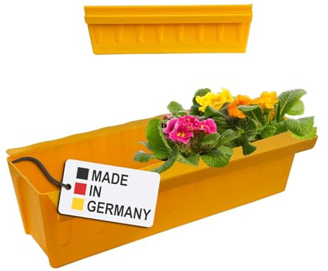 Paletten Blumenkasten Einsatz 37,3 cm Gelb 2er Hängesystem Europalette | Hossi's Wholesale, Europalette, Einhängehalter, robuster Kunststoff, Balkon, wetterfest, Pflanzgefäß, sehr stabil, langlebig