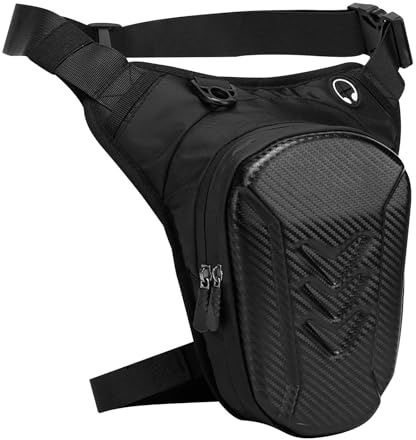 WIYETY Motorrad Beintasche Männer Frauen: Beintasche und Bauchtasche 2 in 1mit Verstellbaren Hüftgurt, Hartschalen Beintasche mit 2 Fächern, Motorrad Oberschenkeltasche für Motorrad Reiten Wandern