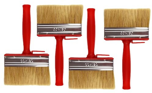 4 pinceles de pintura de superficie anchos, para barnizar, madera roja, para decoración de pelo suave, pincel de techo, pintura en paredes y madera, manualidades, decoración profesional