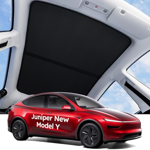 Wigoo Para Tesla Model Y Juniper Accessories Sunshade Techo, Interior Negro | Para modelo Y Juniper 2025~2026, nunca se cae, nano revestimientos de cristal de hielo, aislamiento térmico de vidrio para