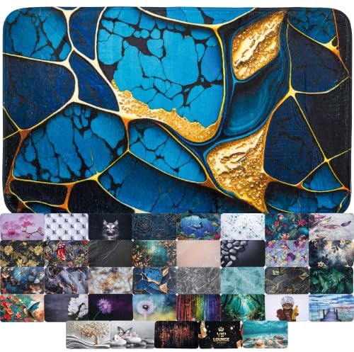 Sanilo Badteppich, viele schöne Badematten zur Auswahl, Badvorleger sehr weich und rutschfest, waschbar und schnelltrocknend (Marmor Cobalt, 50 x 80 cm)