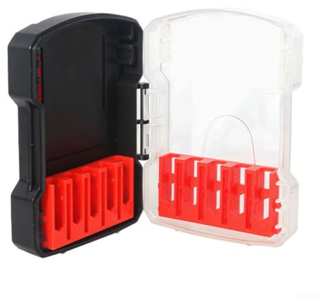 AugustknowU Kunststoff-Aufbewahrungsbox für Sechskantschaft, Bohrer, Gewindebohrer, Teile, Organizer mit speziellen Schlitzen für bis zu 10 Bits, ordentliche und sichere Aufbewahrung (schwarz)