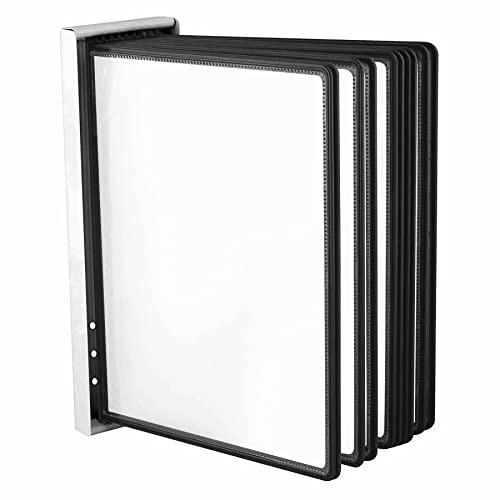 LEVIATAN Système Mural de Présentation A4 avec 10 Panneaux – Support Mural en Métal – Porte-Documents pour Bureau, Atelier, Entrepôt – Noir