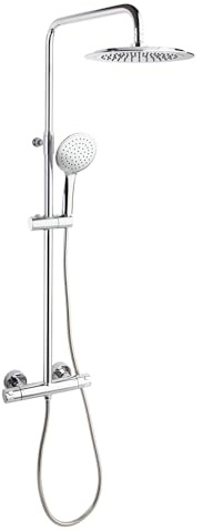 Ramon Soler – Columna de Ducha Monomando Monotech RP240 | Diseño Moderno de Alta Gama con Rociador Superior y Teleducha | Disponible en Cromo Brillante o Negro Mate (Cromo)
