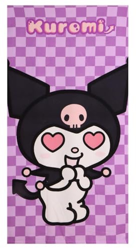 The Geeky Pop Kuromi Sanrio Strandtuch – 70x140 cm – Leicht & Schnelltrocknend - Offiziell Lizenziertes Sanrio Kuromi Produkt | Ideal für Strand, Pool und Reisen