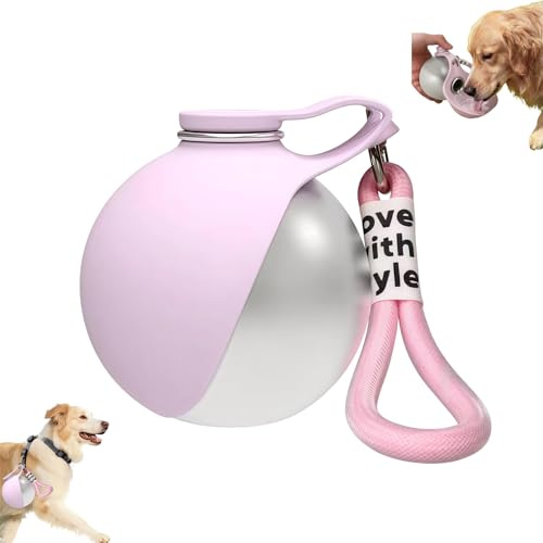 KLINNA Botella para perros para llevar de 285 ml, botella de agua para perros de acero inoxidable, botella para perros para viajes, a prueba de fugas, cuenco de agua plegable de silicona para perros
