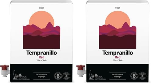 by Amazon Spanish Tempranillo, Red Wine, 3L Bag in a Box, 2 pack