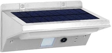 Projecteur solaire applique mural inox éclairage puissant LED blanc DERBY H16cm avec détecteur de mouvement 3 modes
