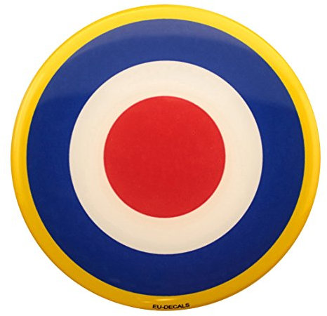 90 mm RAF gelber Ring blauer Target Mod 3D-Aufkleber für alle Vespa-Modelle, gewölbter Aufkleber vorne oder seitlich