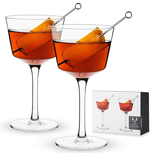 Viski Nick and Nora Gläser, Stiel-Trinkgeschirr, hochwertige Kristall-Cocktailgläser, Cocktail-Coupe-Gläser, Heim- und Bar-Glastassen, 2er-Set, 170 ml