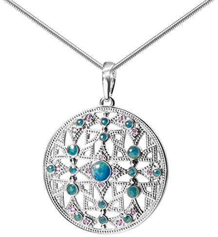 MATERIA Damen Anhänger Afrika rund groß 45cm Kette 925 Sterling Silber Zirkonia Emaille rhodiniert KA-420-K22-45cm