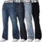 BRAND KRUZE für Herren Schlag Jeans aus 100% Baumwolle mit ausgestelltem weitem Bein, Gürtel, Reißverschluss 32W / 30L Schwarz