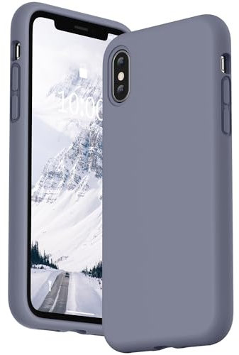 SURPHY Case for iPhone X/XS, Silicone Case with Soft Microfibre Cushion Lining Protective Bumper Anti-Shock Cover Case for iPhone X/XS 5.8 Inch, Lavender Grey