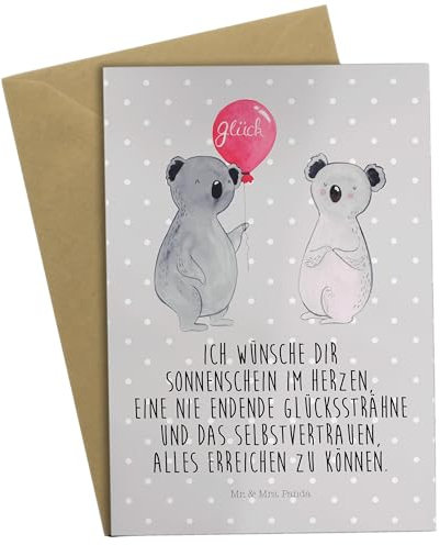 Mr. & Mrs. Panda Grußkarte Koala Luftballon - Geschenk, Party, Hochzeitskarte, Klappkarte, Geburtstagskarte, Koalabär, Einladungskarte, Geburtstag,