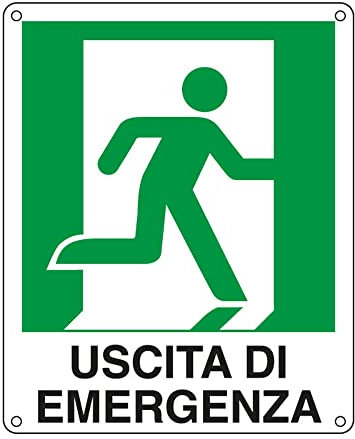 CARTELLO ALLUMINIO 25x31cm 'USCITA DI EMERGENZA A DX' CARTELLI SEGNALATORI