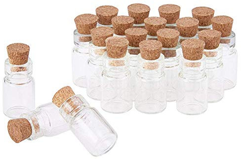 Suneast 20 Stück 3ml Klar Mini Glasflaschen mit Korken Leere Kleine Glasfläschchen Probe Gläser Fläschchen Korkenflaschen für DIY Dekoration, Düfte, Öle, Arts & Crafts, Nachricht - 16 * 35mm