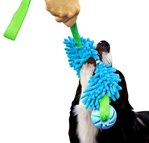 Dingo Mop Bungee Blau Mikrofaser mit Vanille Duft Ball Hundespielzeug Agility Apporte zum Spielen Tauziehen Beweglichkeit Wassertraining 15587-2