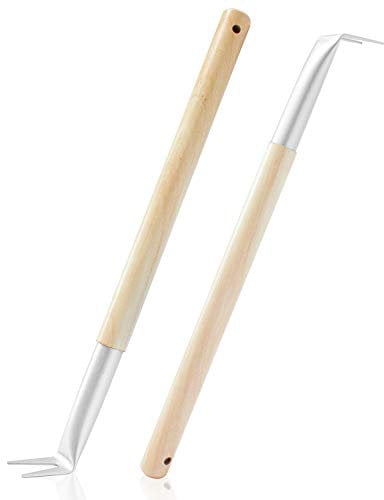 Pizza Bubble Popper Spinner Turning Fork Aluminum 17.5 inch with Wooden Handle and Leather Strap (2-Pack), Pizza Turner Peel - Outdoor Pizza Oven Accessories