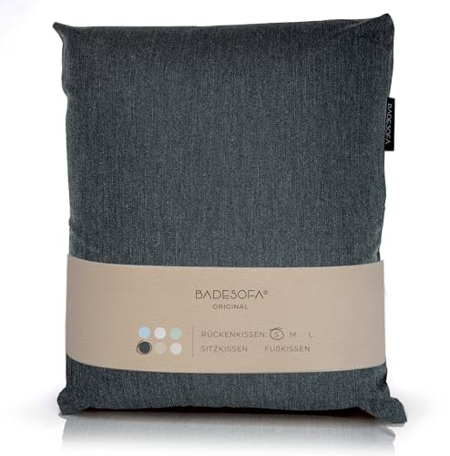 BADESOFA® Badewannen-Kissen S | Premium-Qualität | Bequemes Wannen-Kissen | Schnelltrocknend | Made in EU | Badewanne-Kissen waschbar | Pool-Kissen Anthrazit | Bade-Polster passt in Jede Badewanne