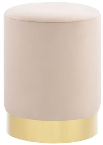 vidaXL Tabouret Repose-Pied de Salon Pouf de Salon Repose-Pied de Couloir Pouf de Chambre à Coucher Intérieur Maison Abricot et Doré Velours 28 x 36 cm