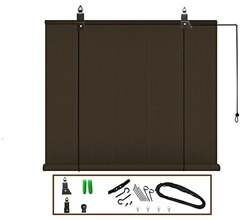 Sonnensegel Sichtschutznetz, Verdunkelungsrollo Draussen Roll Up Shades Jalousie Zum Veranda Pergola Terrasse Rollo Datenschutzbildschirm Zum Garten Balkon Fenster, 45 Größen LJAINW