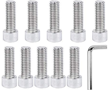 DAZISEN 11Pcs Bicycle Parts - Mountain Road Bike Bottle Cage Bolts M5 Socket Cap Screw Stainless Steel Handlebar Stem Fixing Screw, Silver, (M5x16)*10+Screw Wrench*1