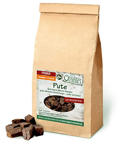 ORIGINAL LECKERLIES Putenstücke Trainingssnack 500g, 100% Pute für Hunde | Hypoallergen und getreidefrei, 100% Frischfleisch, natürliche Hunde Leckerlis fürs Hundetraining, für kleine & große Hunde