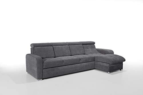 Robin Bristol Ecksofa mit Schlaffunktion Bettkasten Verstellbare Kopfstützen Sofa L-Form Schlafsofa Freistehende Eckcouch Schlafcouch Wohnzimmermöbel Wohnlandschaft Rechts (Anthracite)
