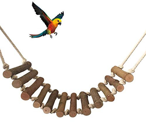 Vogelspielzeug Vogelkäfig-Schaukel Papagei Spielzeug Schaukel Spielzeug für Vögel und Papageien, Leitern für Vogelkäfige mit Seil Handgefertigte Hängebrücke Holzständer für Sittiche Wellensittich