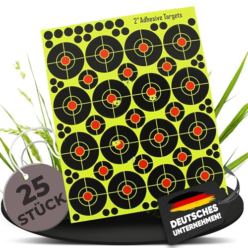25 Fritz-Cell Splitterziele Splittersticker Typ 2508 selbstklebend Zielscheibe für alle Gewehre, Pistolen, Luftgewehre, Airsoft, BB, Diabolo kompatibel mit Splatterburst Zielen