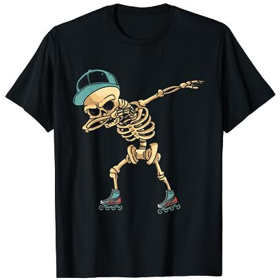 Dabbing Dab Skelett Skeleton Rollerblades Skaten Blades Fun T-Shirt