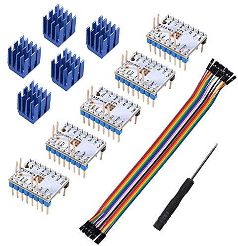 5pcs 3D-Drucker TMC2209 V3.0 Schrittmotortreiber, TMC2209 Schrittmotortreibermodul mit Kühlkörper-Mute-Antrieb 256 Mikroschritte für 3D-Drucker-Controller-Boards SKR V1.3 MKS GEN L Rampen