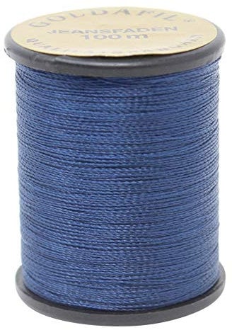 Jeans-Nähgarn | 100 Meter Spule | Garnstärke: 210 D/2 | aus 100% Nylon | Farbe: Schwarz, Weiß, Hellorange, Goldkupfer oder Dunkelblau | einzeln oder im Set erhältlich (DUNKELBLAU)