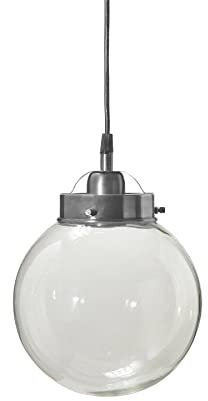 PR Home of Scandinavia Hochwertige Pendelleuchte in Kugelform klar Glas silber Normandy 20cm E27 dimmbar